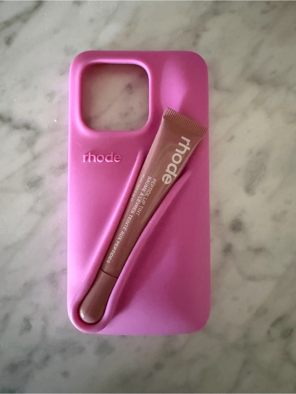 RHODE Pink Silicone Phone Case with Built-In Lip Tint Slot